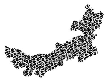 Çin İç Moğolistan haritası GSYİH mozaik Doları ve noktalar