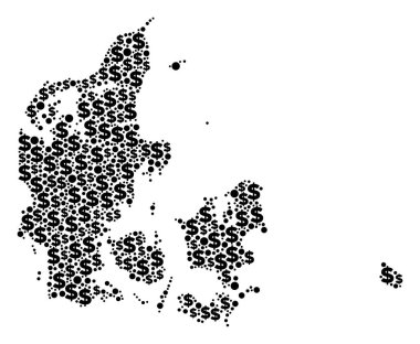 Danimarka harita GSYİH mozaik Doları ve daireler
