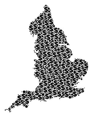 İngiltere harita GSYİH kolaj dolar ve daireler