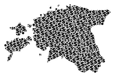 Dolar ve noktalar Estonya harita GSYİH mozaiği