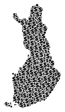 Finlandiya Haritası GSYİH kolaj dolar ve daireler