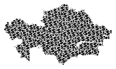 Kazakistan Haritası GSYİH mozaik Doları ve daireler