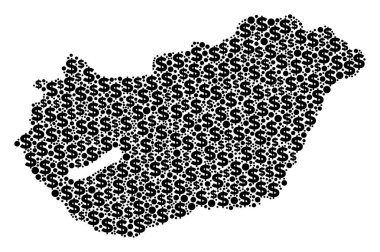 Macaristan Haritası GSYİH kompozisyon dolar ve daireler