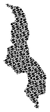 Malavi Haritası GSYİH mozaik Doları ve daireler