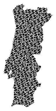 Dolar ve noktalar Portekiz harita GSYİH mozaiği