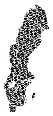 İsveç harita GSYİH mozaik Doları ve daireler