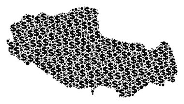 Tibet Çin bölgesi harita GSYİH kolaj dolar ve daireler