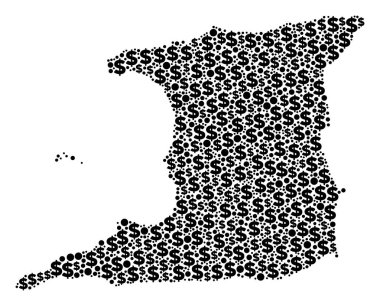 Dolar ve noktalar Trinidad ada harita GSYİH mozaiği