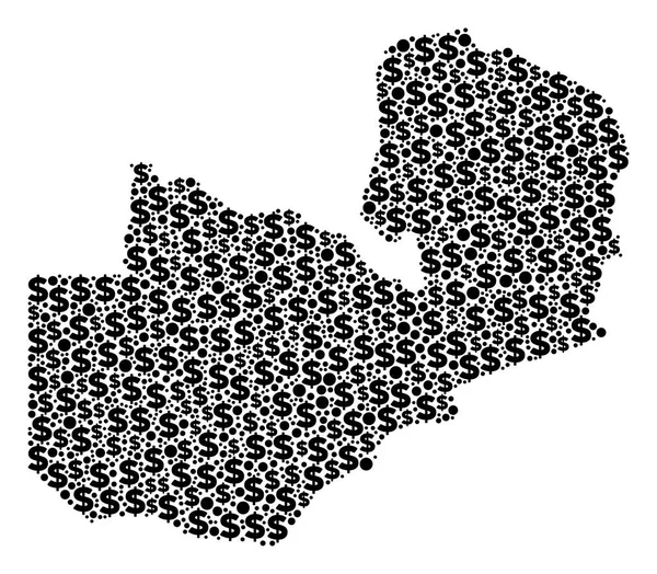 Zambia Mapa PIB Composición del dólar y los puntos — Archivo Imágenes Vectoriales