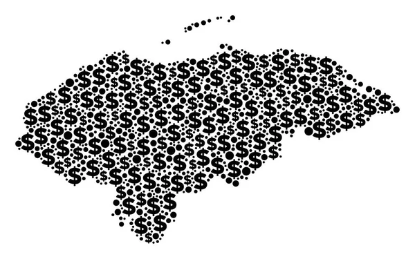 Složení HDP mapa Honduras dolaru a tečky — Stockový vektor