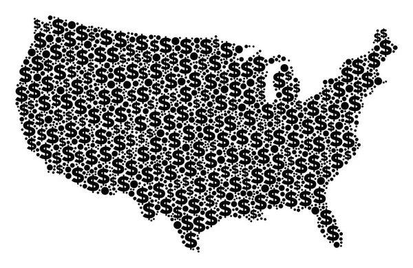 Mapa USA PKB skład Dolar i kropki — Wektor stockowy