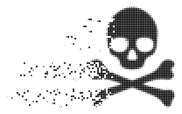 Caveira da Morte Destruída Pixel Ícone —  Vetores de Stock