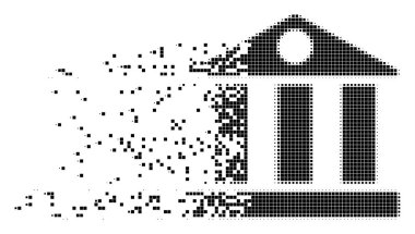 Bank Building Dissolving Pixel Icon clipart
