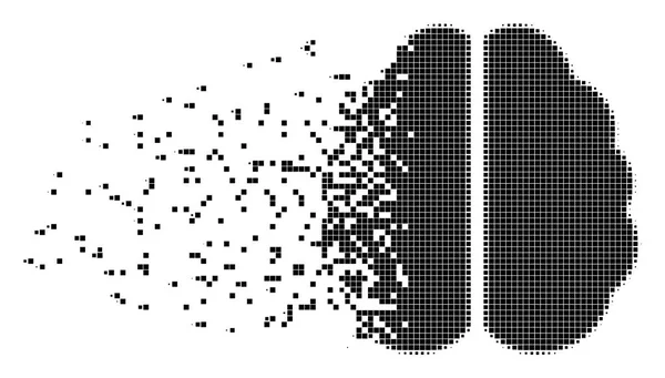 Icona frammentata del pixel cerebrale — Vettoriale Stock
