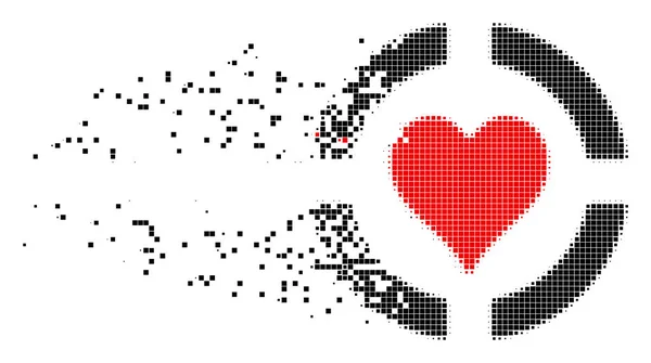 Casino corazones fracturados Pixel icono — Vector de stock