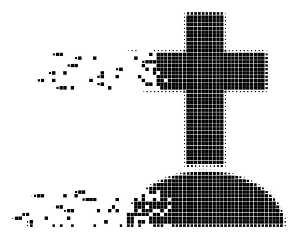 Icona in pixel fratturato cimitero — Vettoriale Stock
