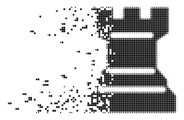 Torre de Ajedrez Icono de Pixel Fragmentado — Vector de stock
