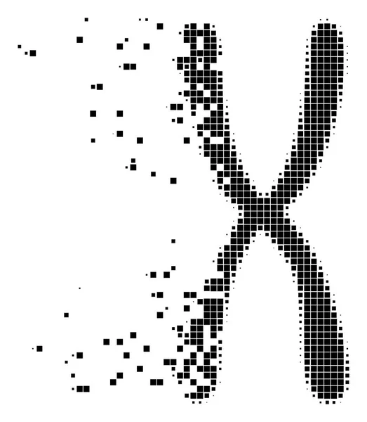 Cromosoma Destructed Pixel Icono — Vector de stock