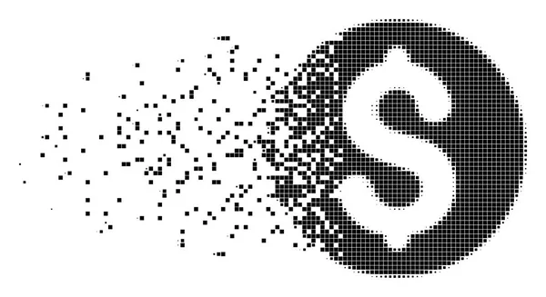 Münze zersetzt Pixelsymbol — Stockvektor