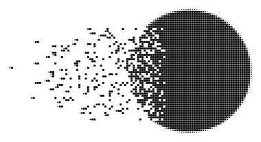 Filled Circle Disintegrating Pixel Icon clipart