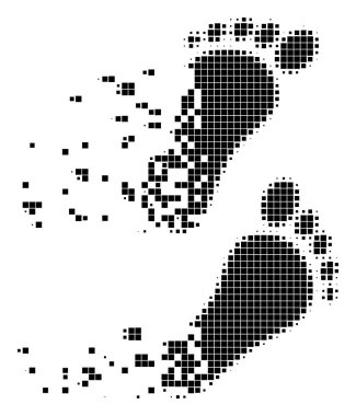 Pixel simgesi dağılmakta insan adımları