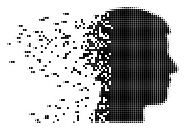 Adam baş profil piksel simgesi dağınık