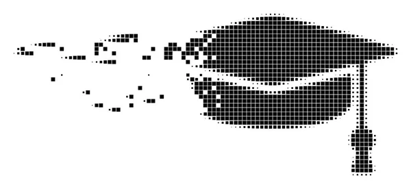 Graduierung Mütze gebrochen Pixel-Symbol — Stockvektor