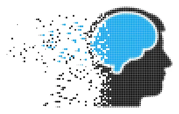 頭脳フラクチャされたピクセルのアイコン — ストックベクタ