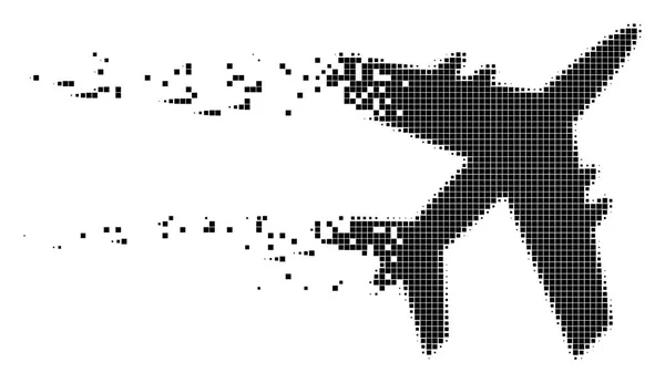 Avion jet Désintégration Pixel Icon — Image vectorielle