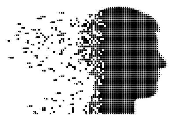 Man Head Profile Ícone de pixel disperso —  Vetores de Stock