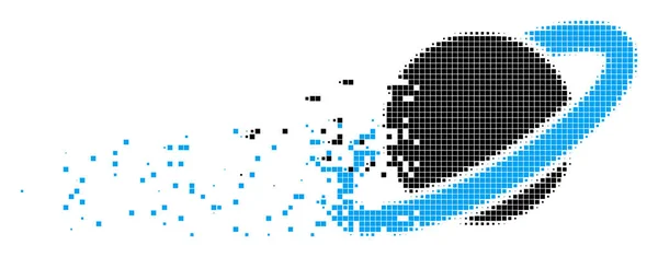 Planeta Saturno desapareciendo Pixel Icono — Vector de stock