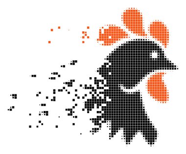 Horoz kafası ayrıştırılmış piksel simgesi