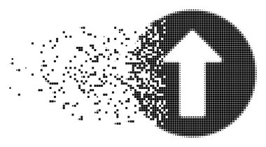 Yuvarlak ok parçalanmış piksel simgesi