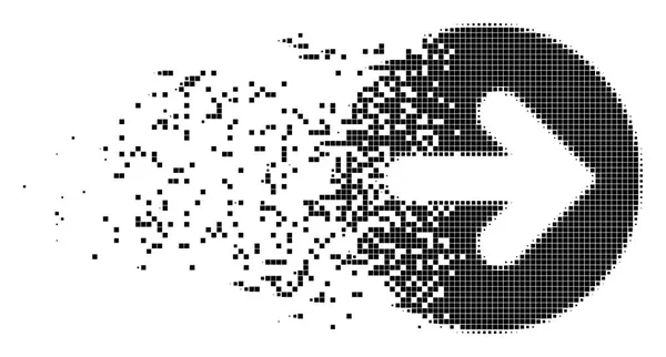 Rechter abgerundeter Pfeil löst Pixelsymbol auf — Stockvektor