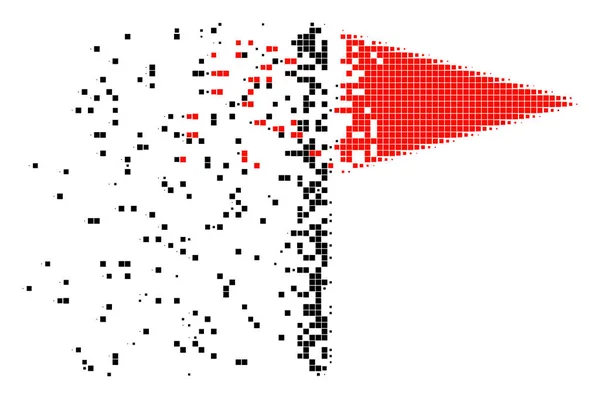 Icona pixel dissolta con bandiera a triangolo — Vettoriale Stock