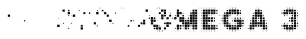 Omega-3-Text zerstreut Pixel-Symbol — Stockvektor