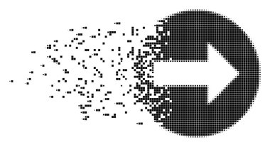 Sağ yuvarlak ok parçalanmış piksel simgesi