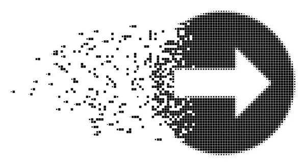Ícone de pixel fragmentado de seta arredondada direita — Vetor de Stock