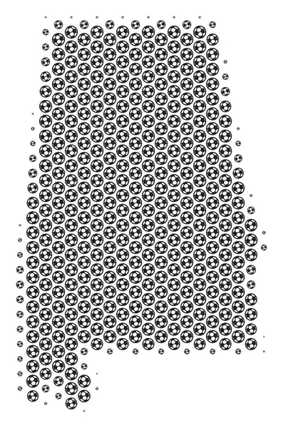 サッカー ボール アラバマ州地図モザイク — ストックベクタ