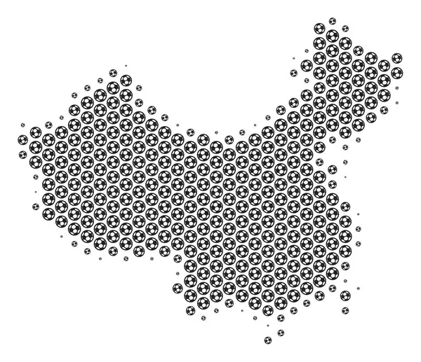 Fotbalový míč Čína mapu mozaika — Stockový vektor