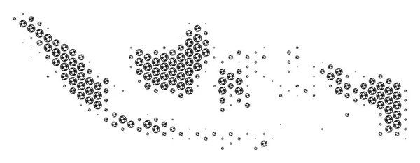 Bola de futebol Indonésia mapa Mosaic — Vetor de Stock