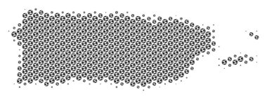 Futbol topu Porto Riko Haritası mozaik