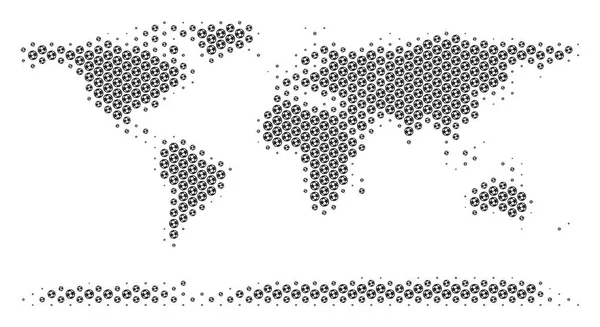 Fútbol Bola Mundial Mapa del continente Mosaico — Vector de stock