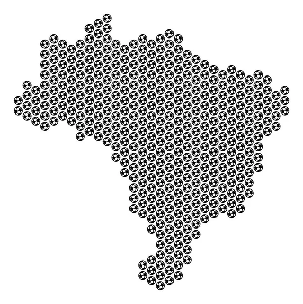 サッカー ボール ブラジル地図モザイク — ストックベクタ
