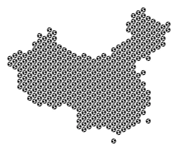 サッカー ボール中国地図モザイク — ストックベクタ