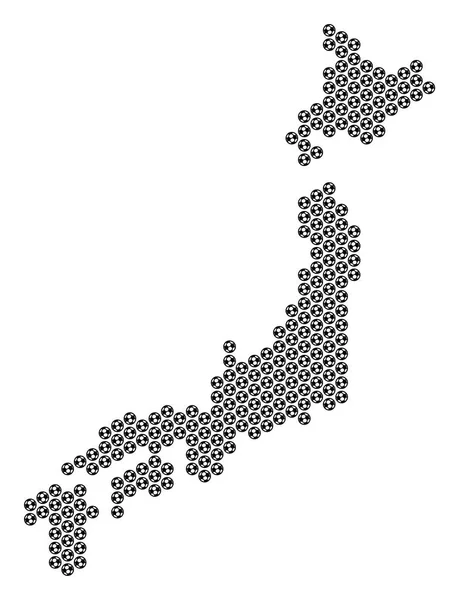 Fotbalový míč Japonsko mapa mozaika — Stockový vektor