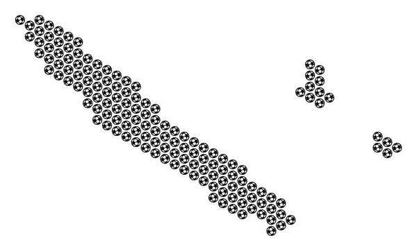 축구 공 뉴칼레도니아 섬 지도 모자이크 — 스톡 벡터