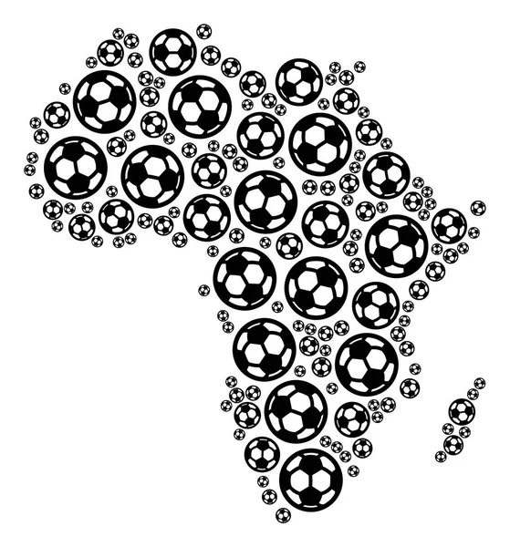 サッカー球のアフリカ地図コラージュ — ストックベクタ