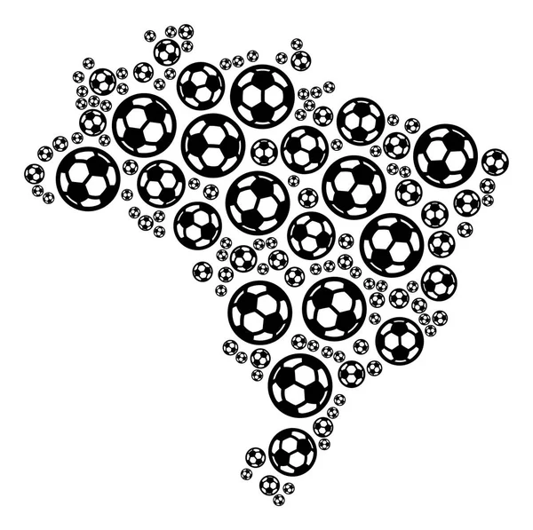 Brasil Mapa Composição de bolas de futebol — Vetor de Stock