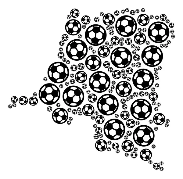 民主共和国コンゴ地図コラージュ サッカー球の — ストックベクタ